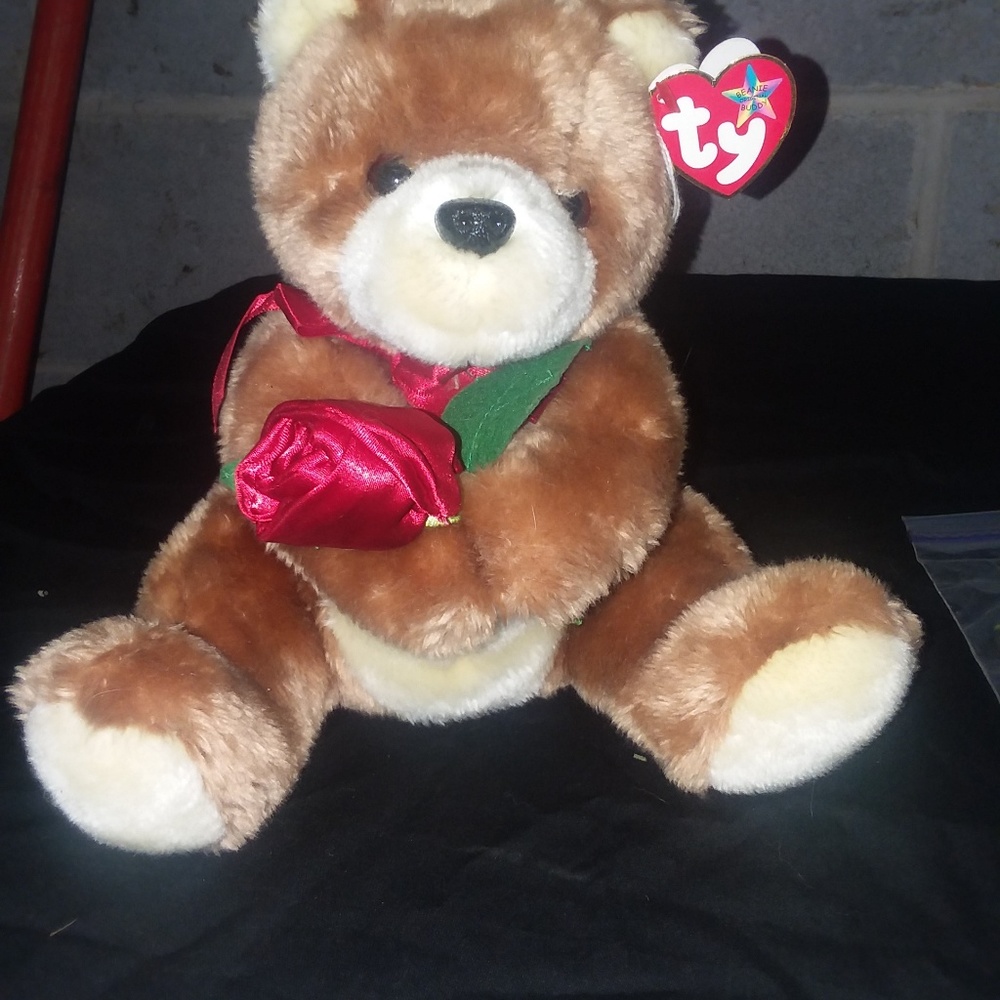 TY Valentine Sweetheart Bear with a Rose